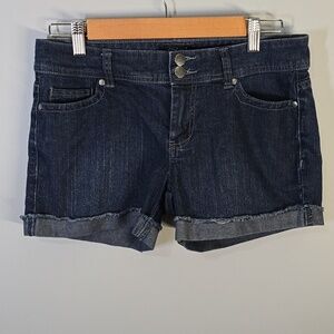 Daisy Fuentes Shorts Women's Size 4 Blue Double Button Waist Cuffed Frayed-hem